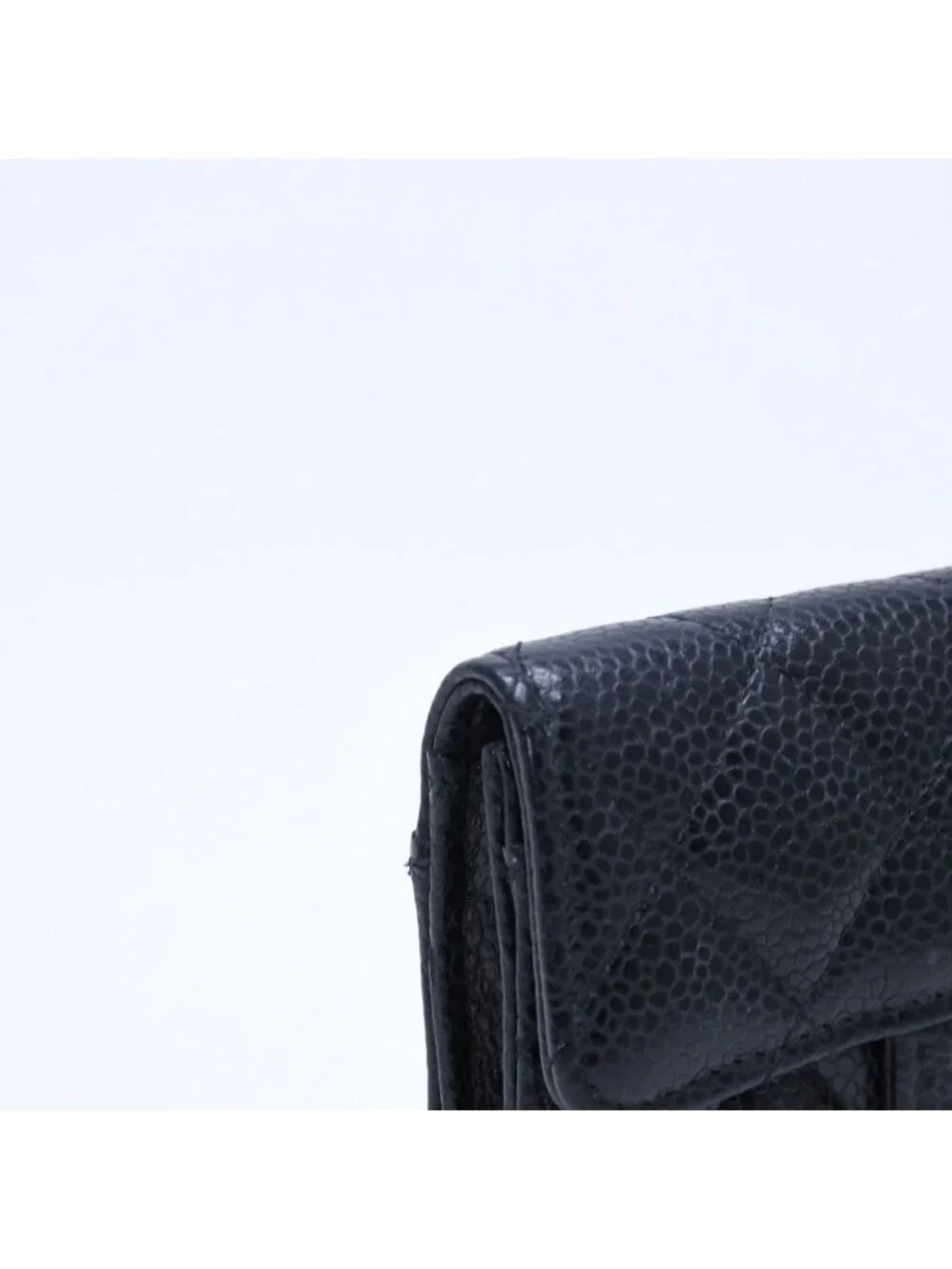 Chanel Quilted CC Logo Card Case Wallet Lambskin Black Gold